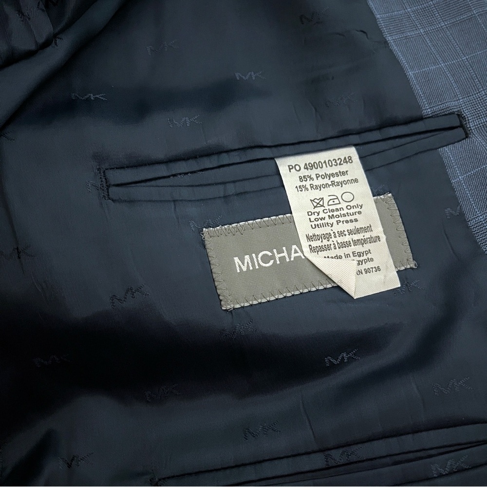NWT Michael Kors Kevin Two-Button Blue Plaid Suit Jacket NEW - Picture 12 of 14